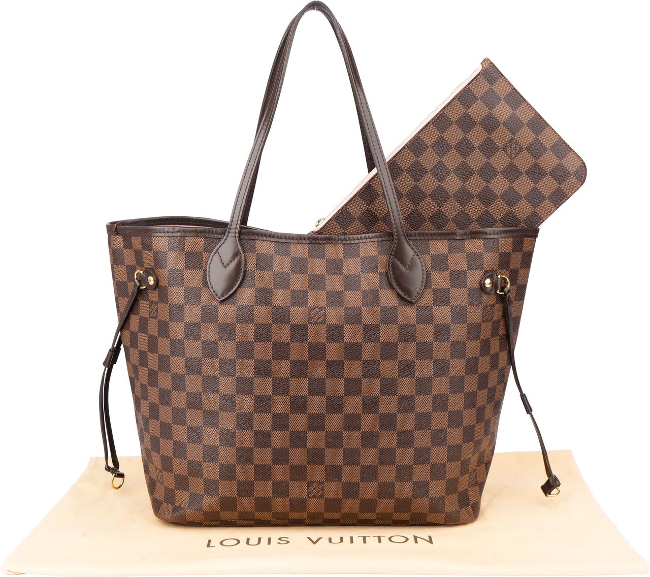 Louis Vuitton Louis Vuitton Damier Ebene Monogram Neverfull MM Shopper Handbag Bruin
