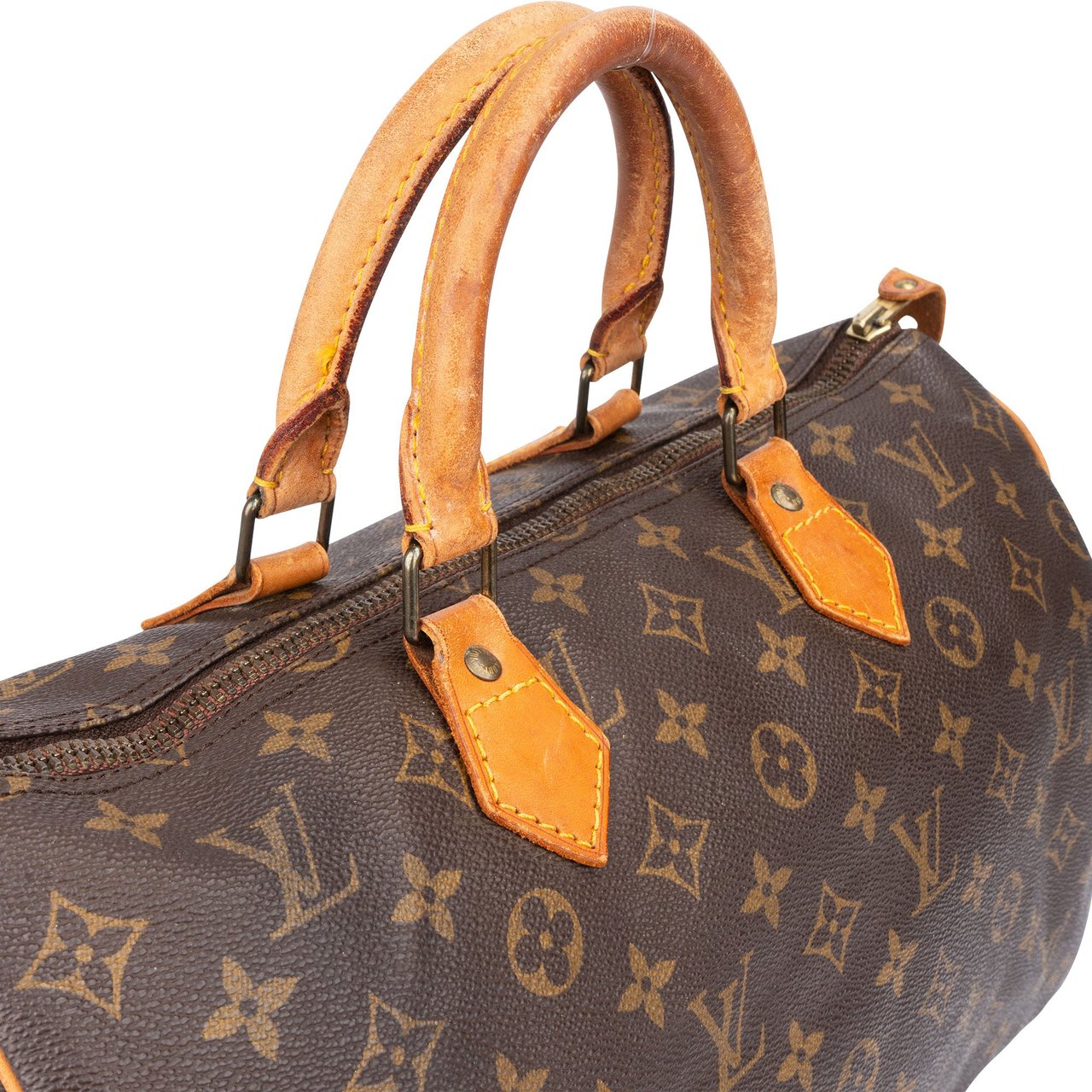 Louis Vuitton Louis Vuitton Canvas Monogram Speedy 35 Handbag Bruin