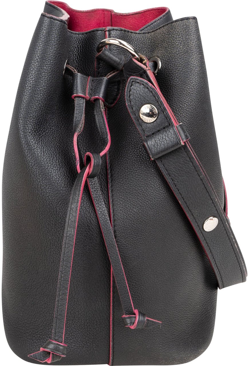 Louis Vuitton Black Leather Lockme Bucket Shoulder Bag Zwart