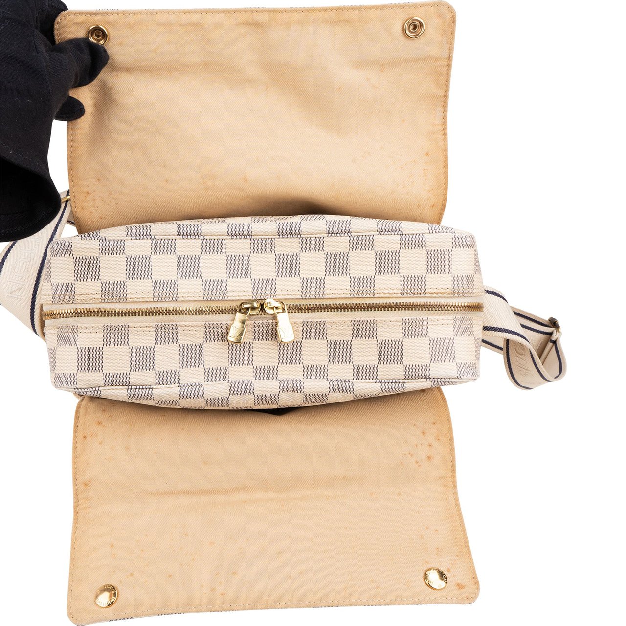 Louis Vuitton Louis Vuitton Damier Azur Monogram Naviglio Crossbody Bag Wit