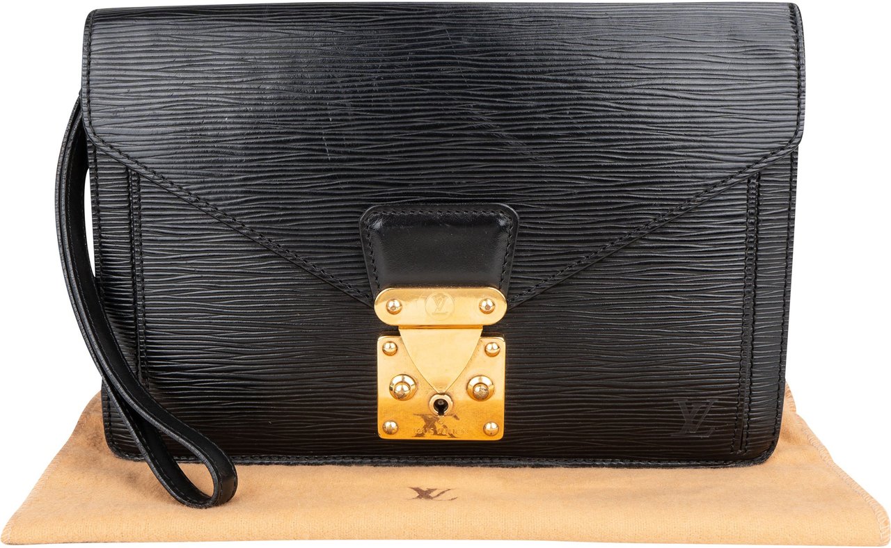 Louis Vuitton Louis Vuitton Noir Epi Leather Dragonne Clutch Zwart