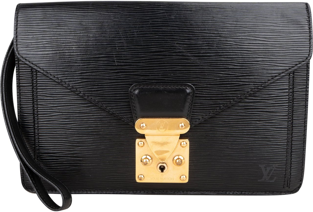 Louis Vuitton Louis Vuitton Noir Epi Leather Dragonne Clutch Zwart