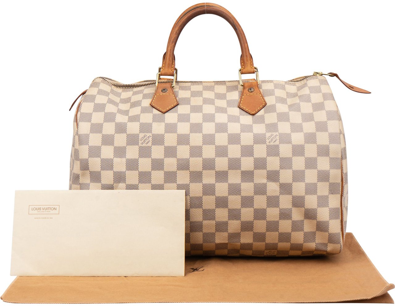 Louis Vuitton Louis Vuitton Damier Azur Monogram Speedy 35 Handbag Wit
