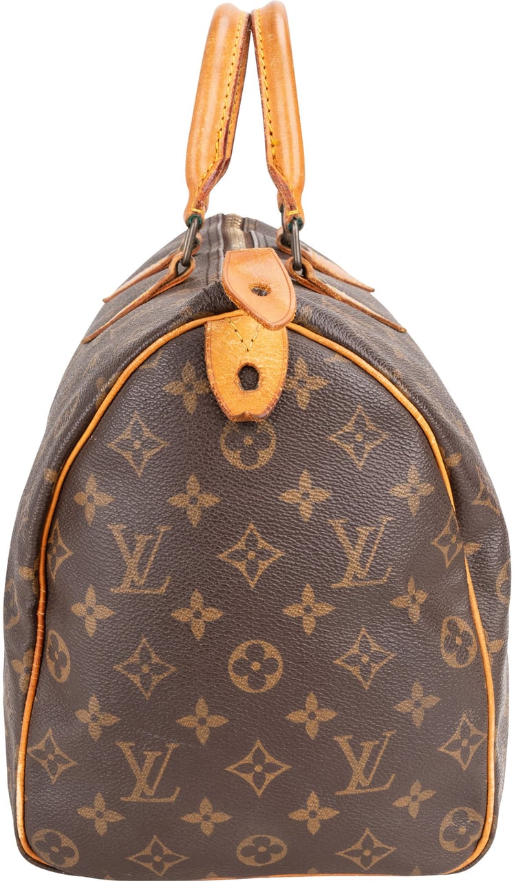 Louis Vuitton Louis Vuitton Canvas Monogram Speedy 35 Handbag Bruin
