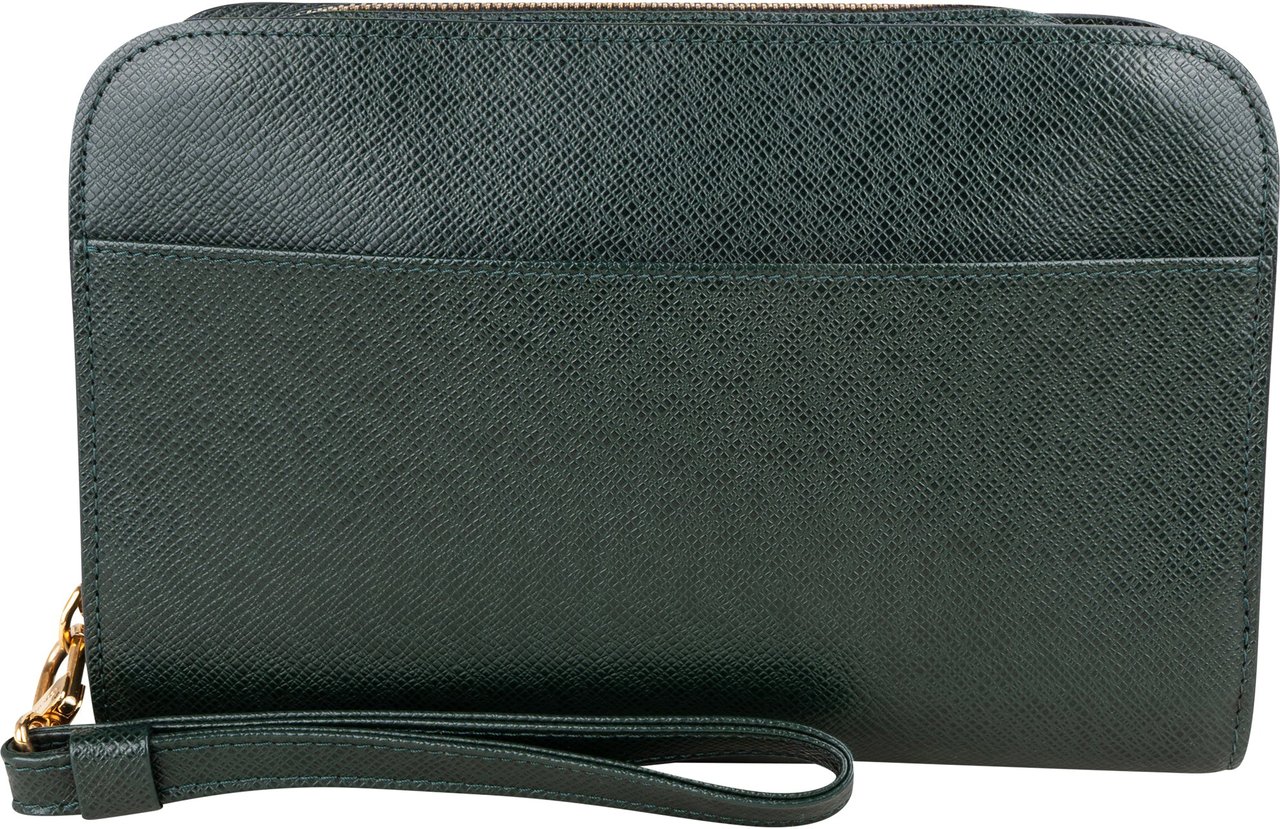 Louis Vuitton Louis Vuitton Green Taiga Leather Baikal Clutch Groen