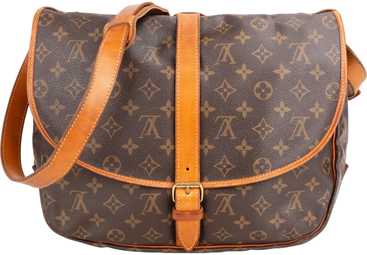 Louis Vuitton Louis Vuitton Canvas Monogram Saumur 35 Crossbody Bag Bruin
