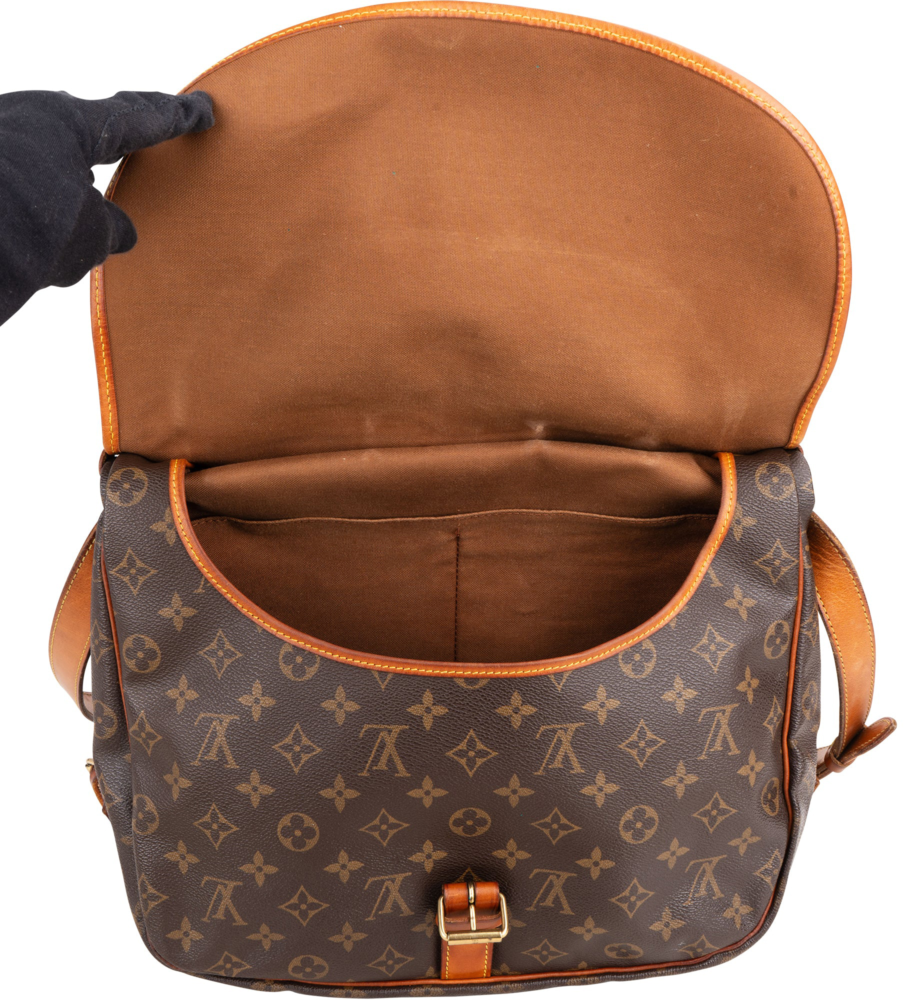 Louis Vuitton Louis Vuitton Canvas Monogram Saumur 35 Crossbody Bag Bruin