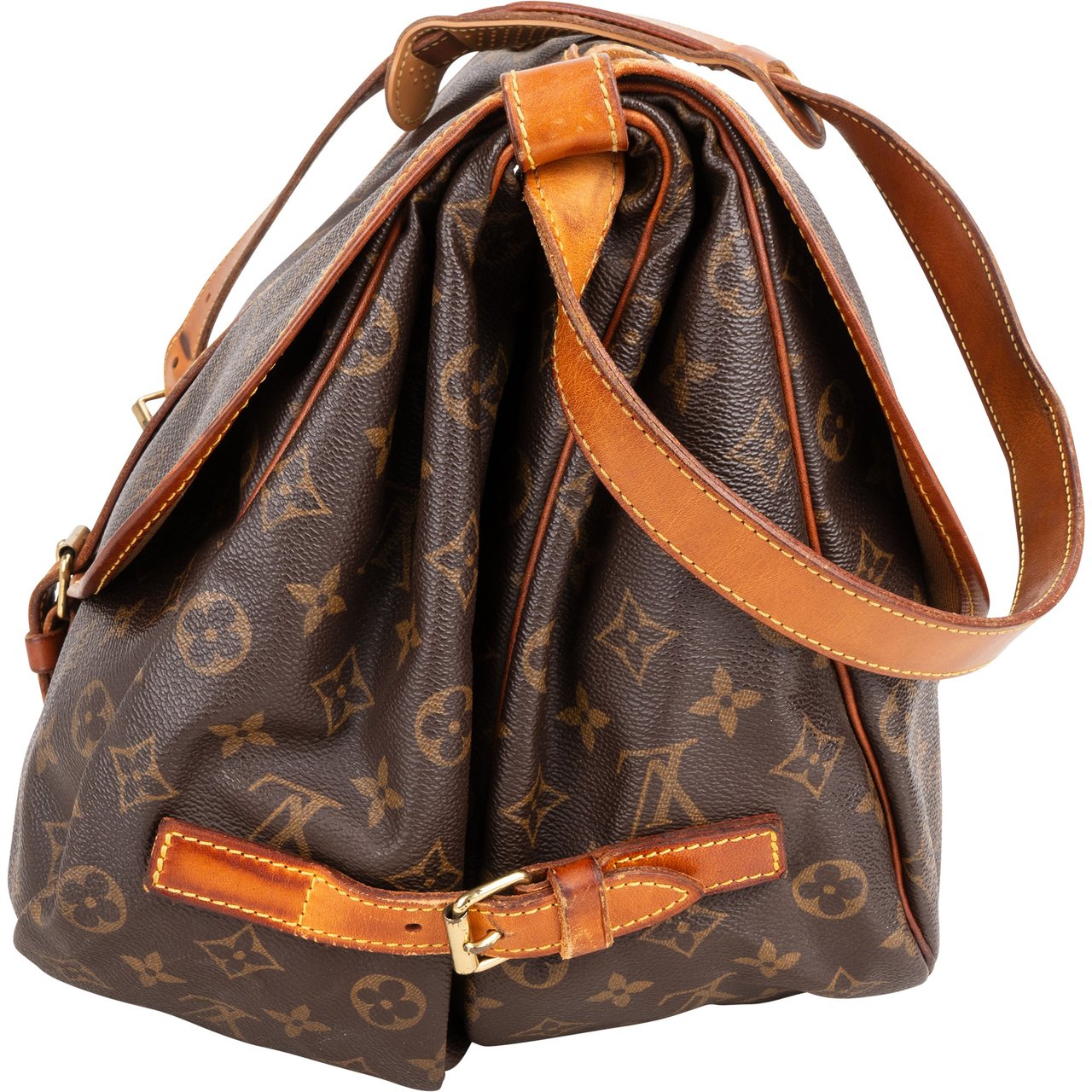Louis Vuitton Louis Vuitton Canvas Monogram Saumur 35 Crossbody Bag Bruin