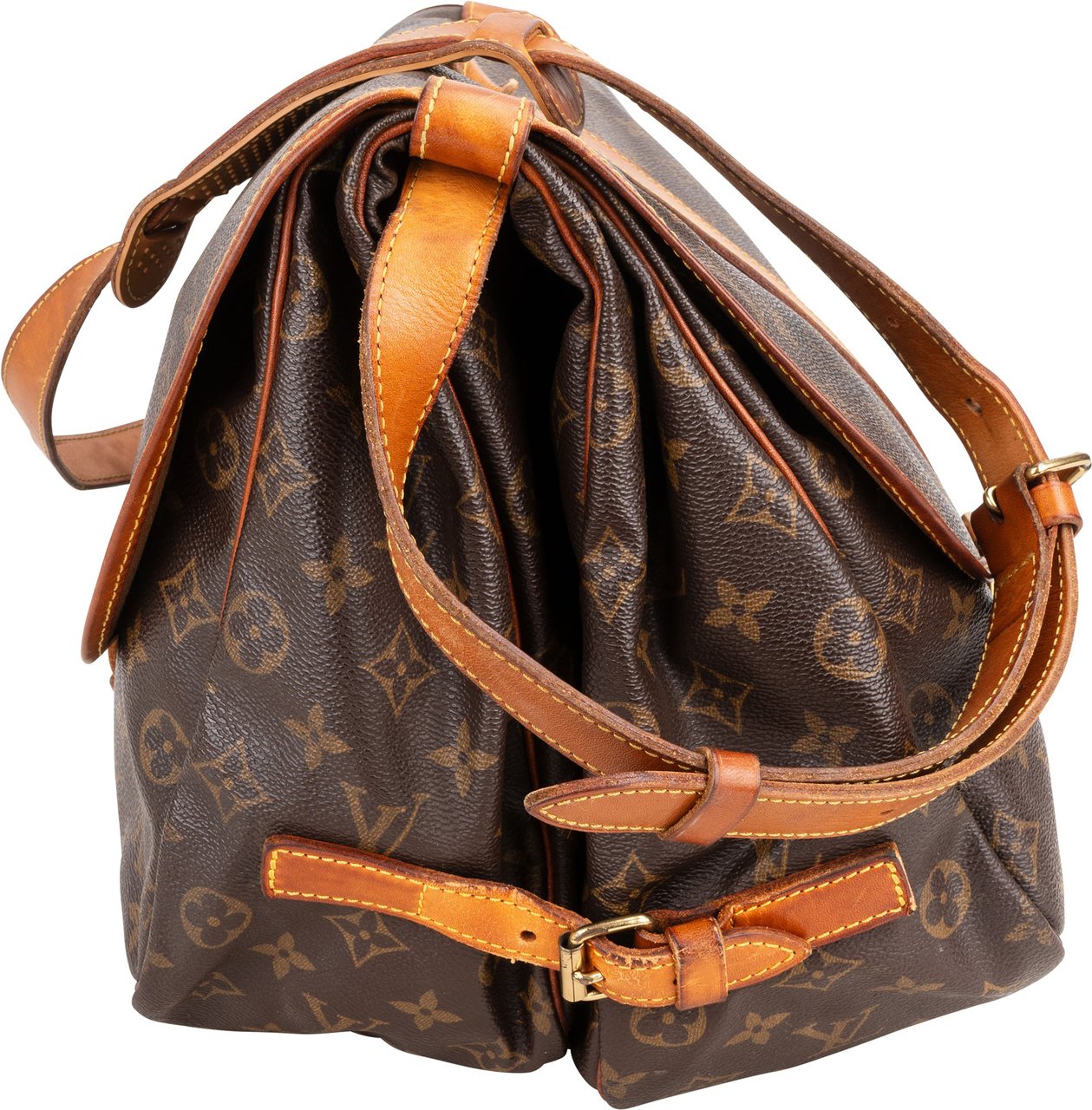 Louis Vuitton Louis Vuitton Canvas Monogram Saumur 35 Crossbody Bag Bruin