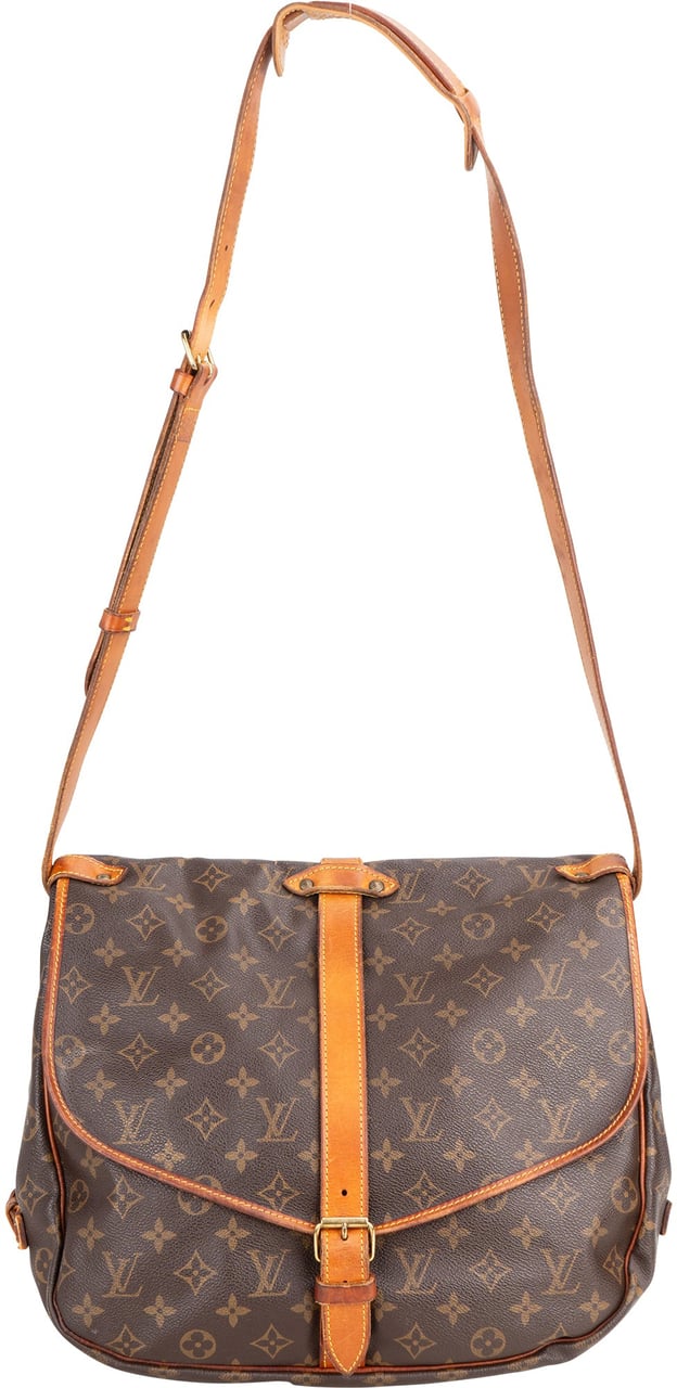 Louis Vuitton Louis Vuitton Canvas Monogram Saumur 35 Crossbody Bag Bruin