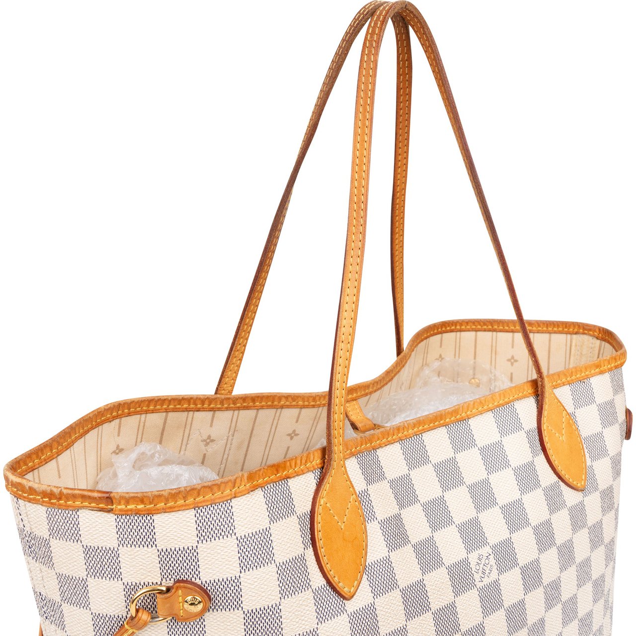 Louis Vuitton Louis Vuitton Damier Azur Monogram Neverfull MM Shopper Handbag Wit