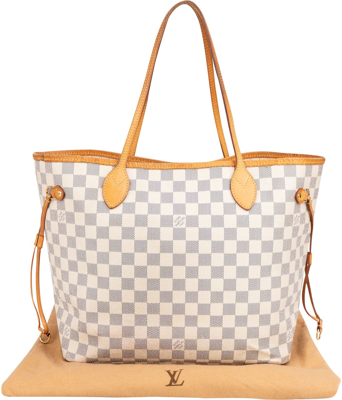 Louis Vuitton Louis Vuitton Damier Azur Monogram Neverfull MM Shopper Handbag Wit
