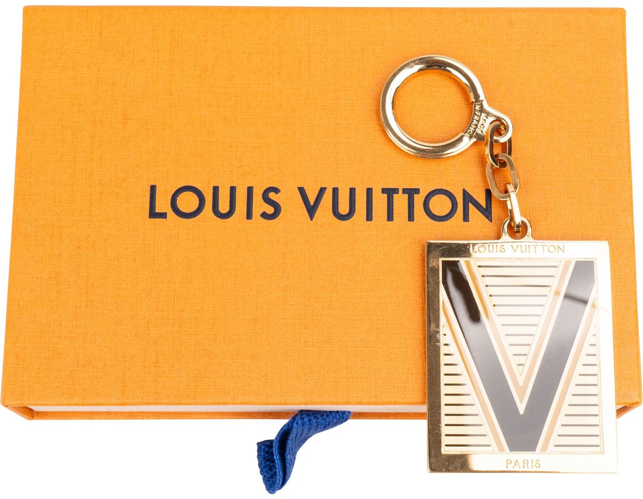 Louis Vuitton Louis Vuitton Porte Cles V Marron Keychain Goud