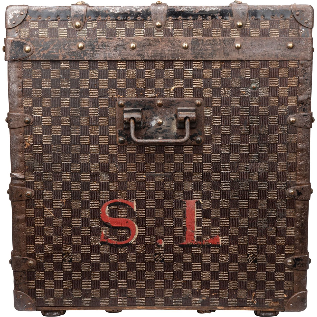 Louis Vuitton Louis Vuitton Damier Mark 2 c.1890s Courrier 100 Trunk Malle Koffer Zwart