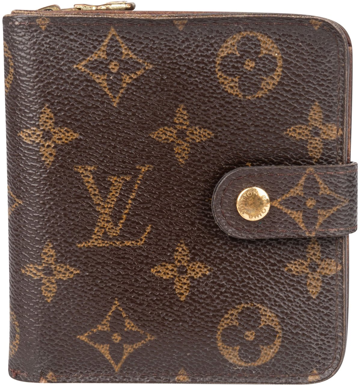 Louis Vuitton Louis Vuitton Canvas Monogram Compact Clip Wallet Bruin