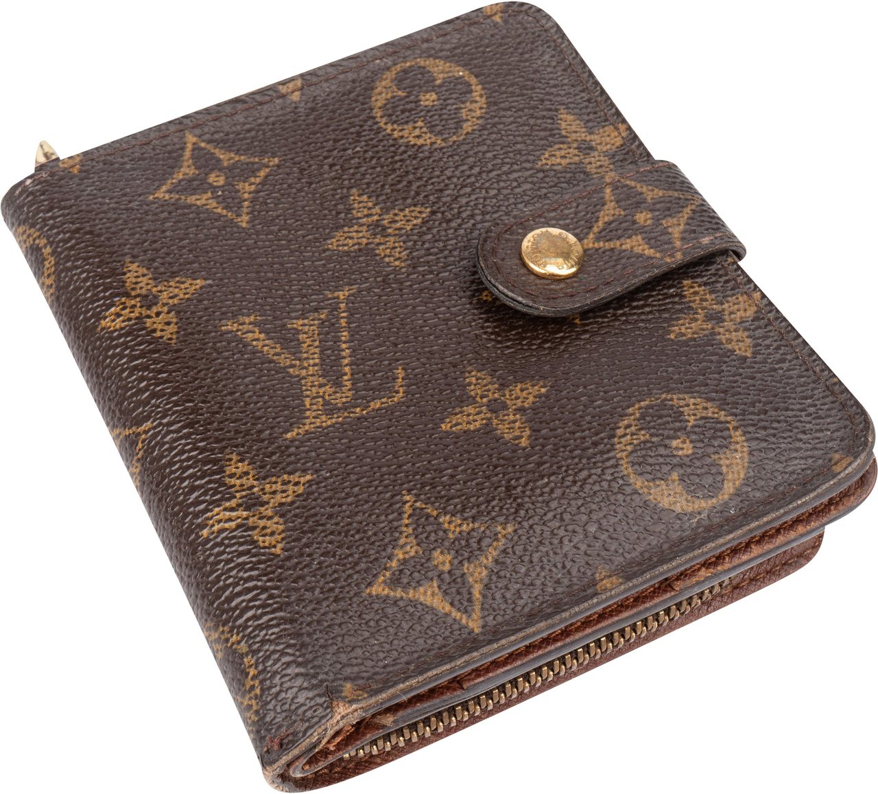 Louis Vuitton Louis Vuitton Canvas Monogram Compact Clip Wallet Bruin