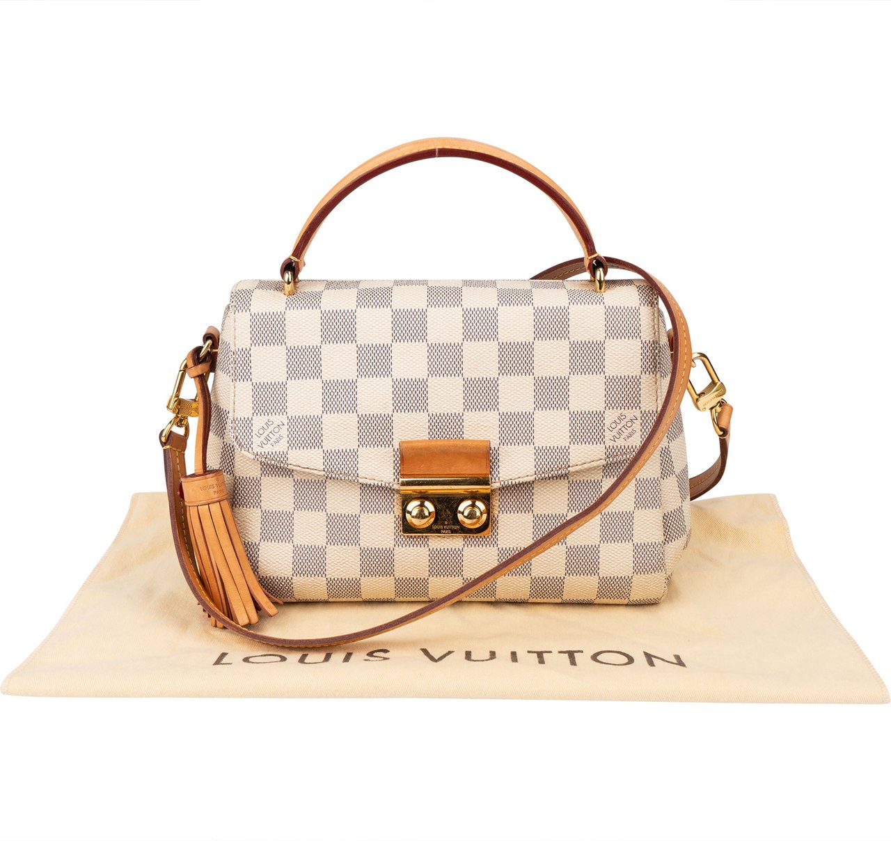 Louis Vuitton Damier Azur Monogram Croisette Handbag Wit
