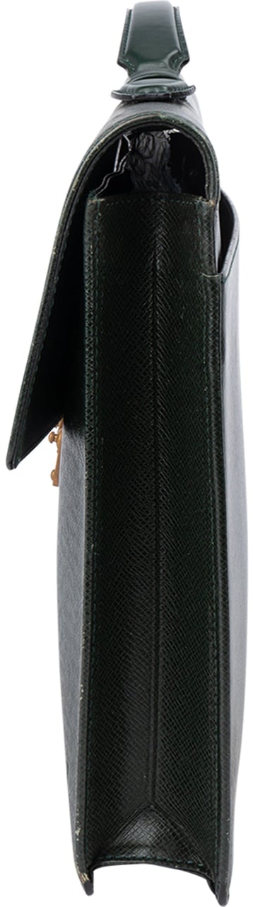 Louis Vuitton Vert Taiga leather Serviette Kourad Business Handbag Groen