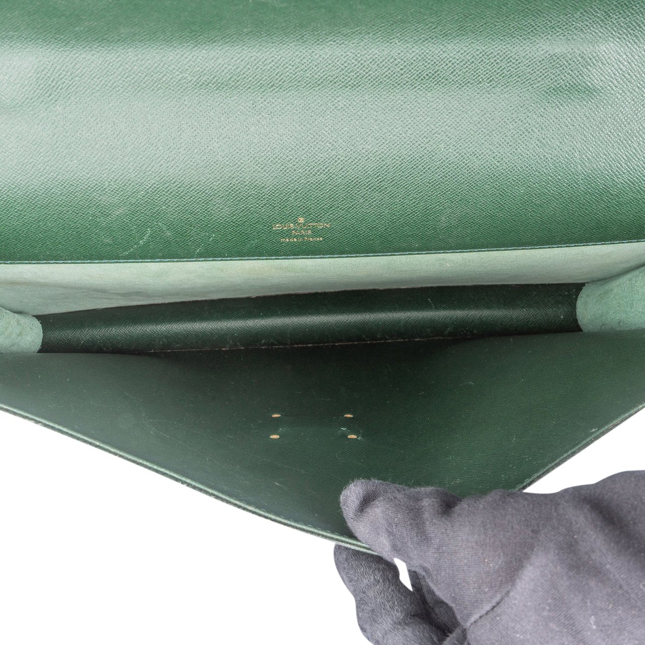 Louis Vuitton Louis Vuitton Vert Taiga leather Serviette Kourad Business Handbag Groen