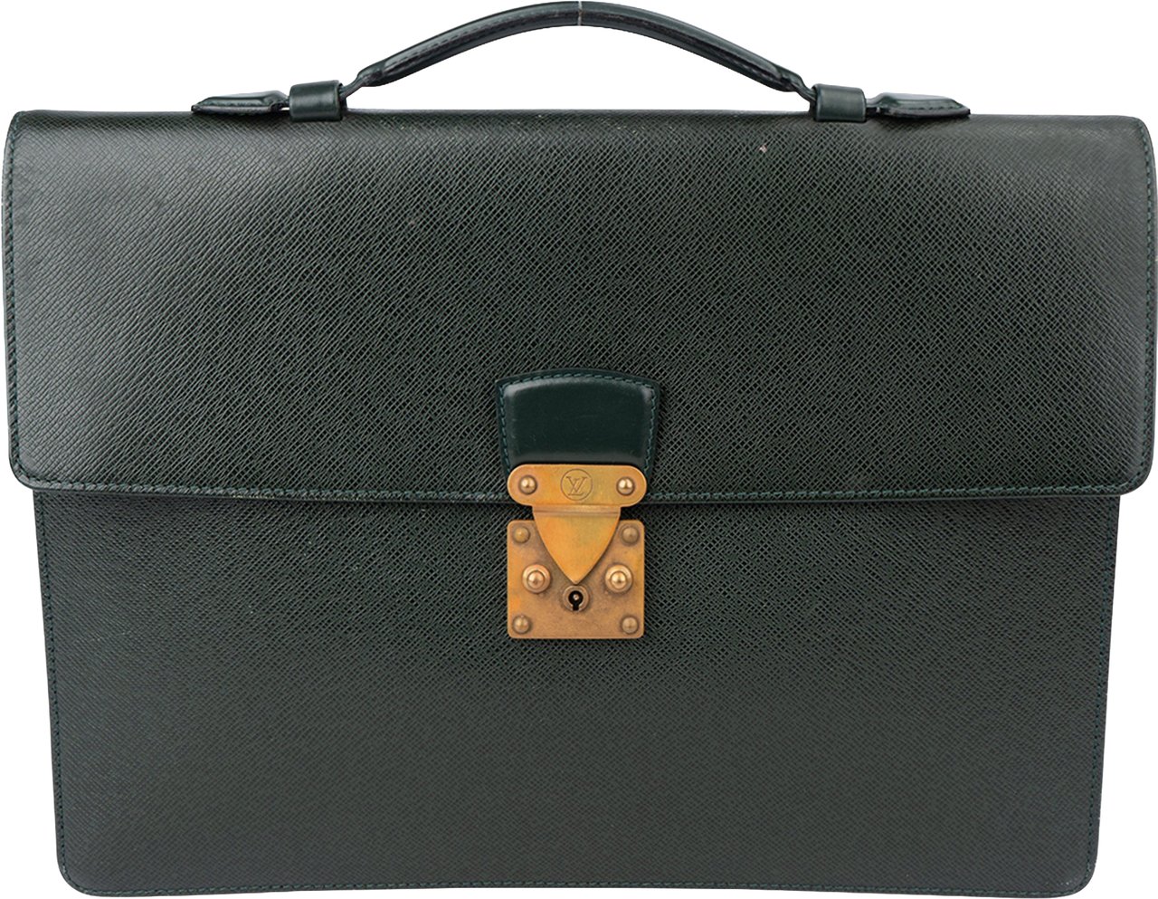 Louis Vuitton Vert Taiga leather Serviette Kourad Business Handbag Groen