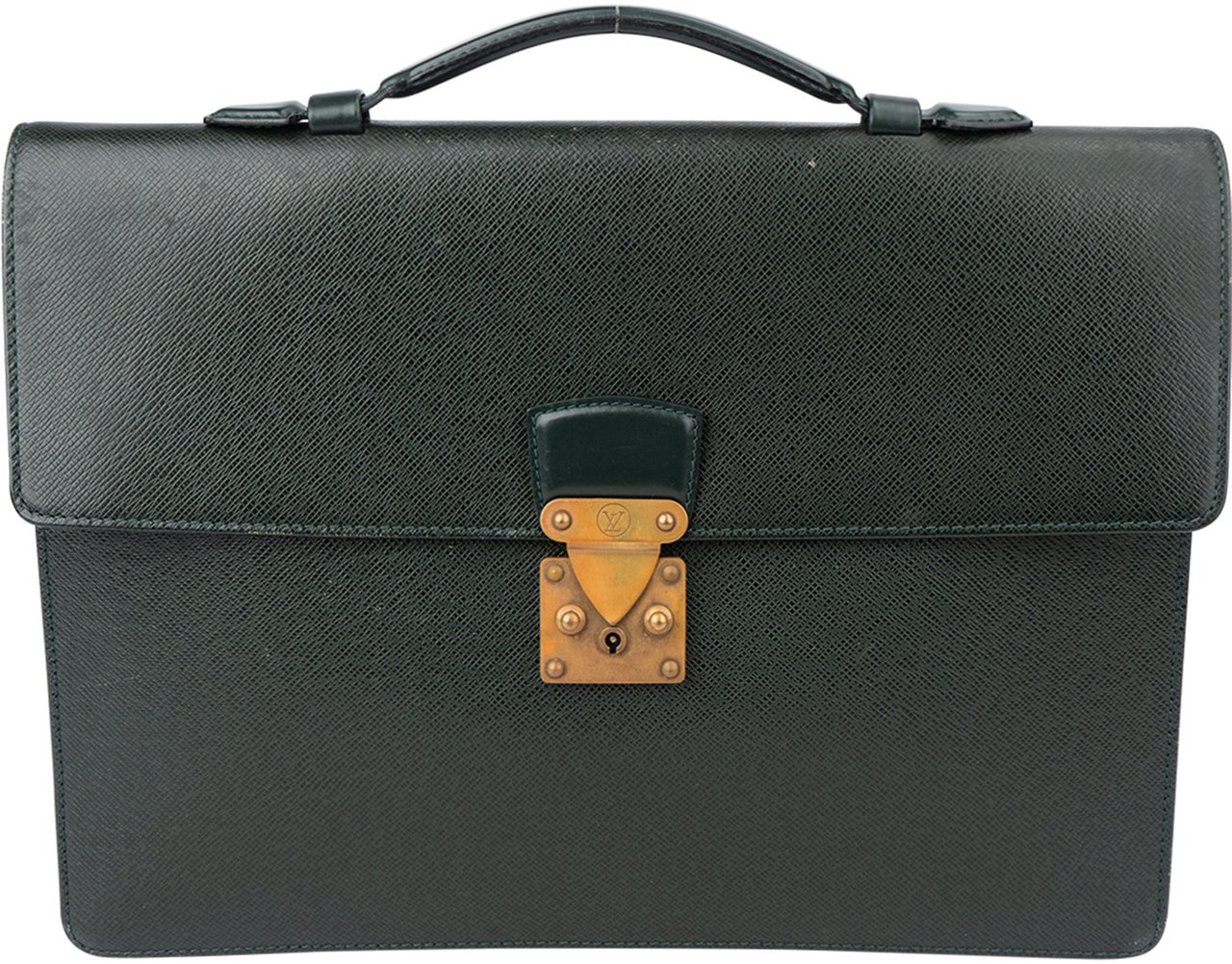 Louis Vuitton Louis Vuitton Vert Taiga leather Serviette Kourad Business Handbag Groen