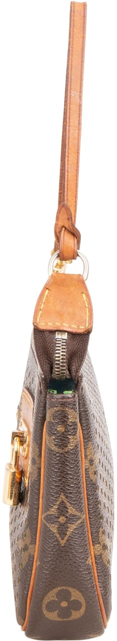 Louis Vuitton Limited Perforated Canvas Monogram Pochette Accessoire Handbag Bruin