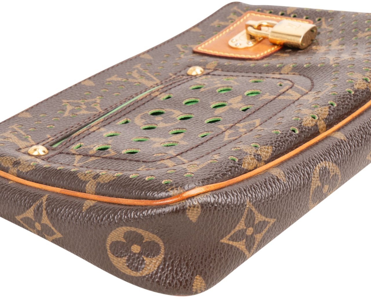 Louis Vuitton Limited Perforated Canvas Monogram Pochette Accessoire Handbag Bruin