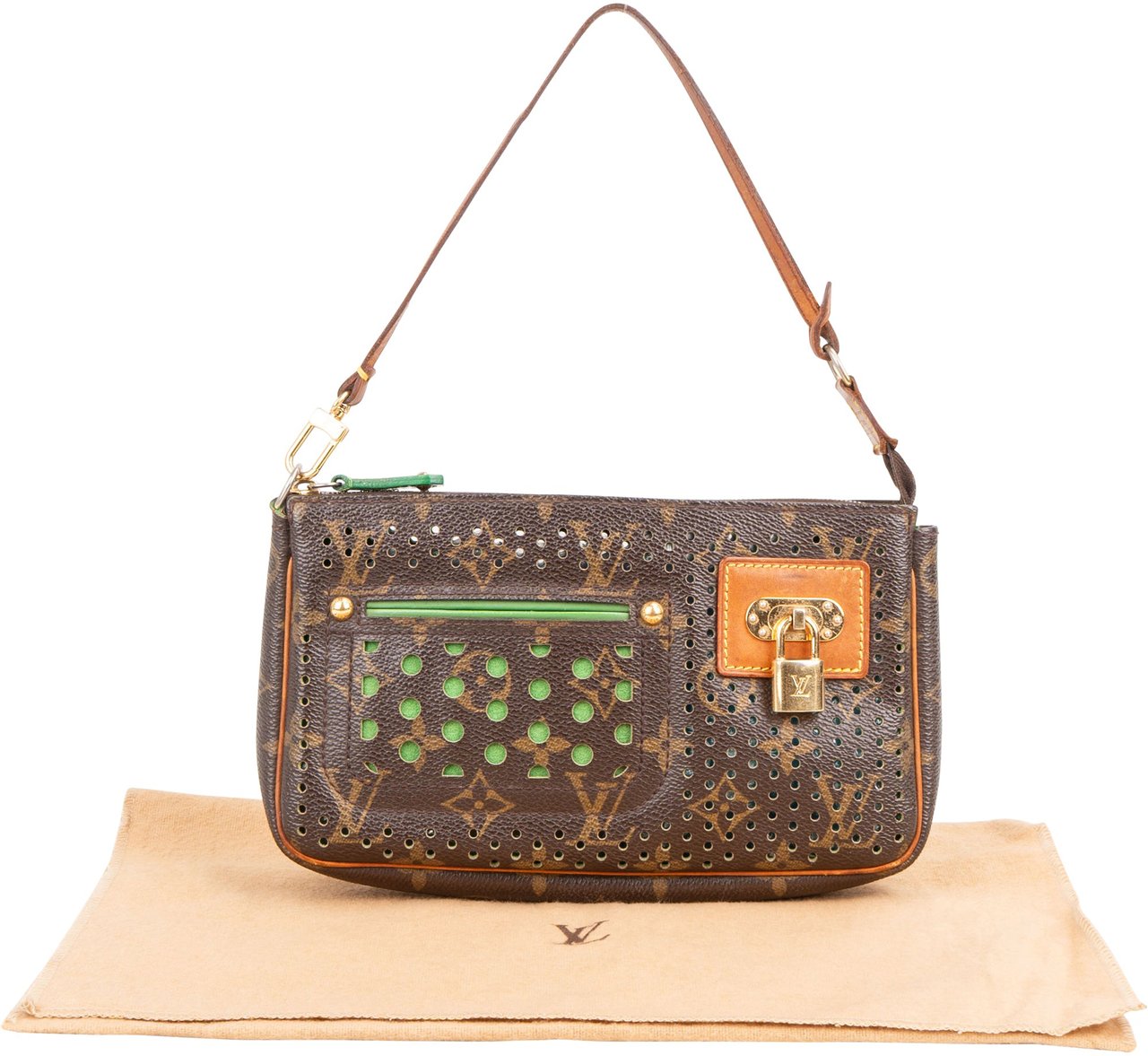 Louis Vuitton Limited Perforated Canvas Monogram Pochette Accessoire Handbag Bruin