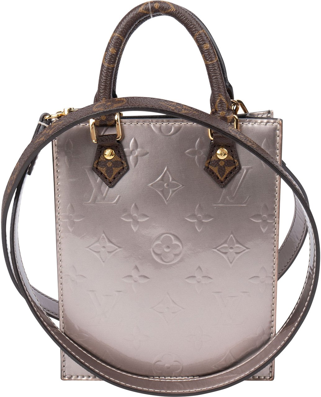 Louis Vuitton Vernis Monogram Petite Sac Plat Handbag Donkergrijs