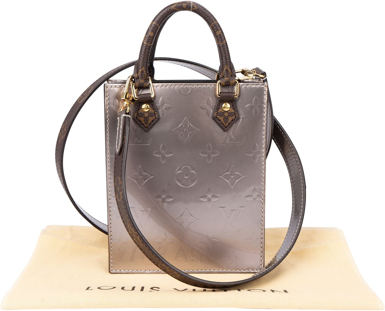 Louis Vuitton Vernis Monogram Petite Sac Plat Handbag Donkergrijs