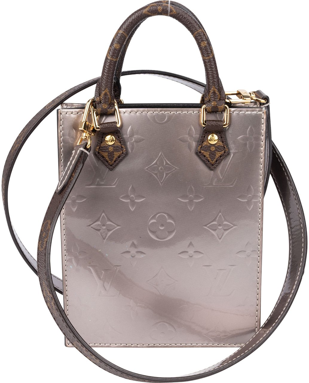 Louis Vuitton Vernis Monogram Petite Sac Plat Handbag Donkergrijs