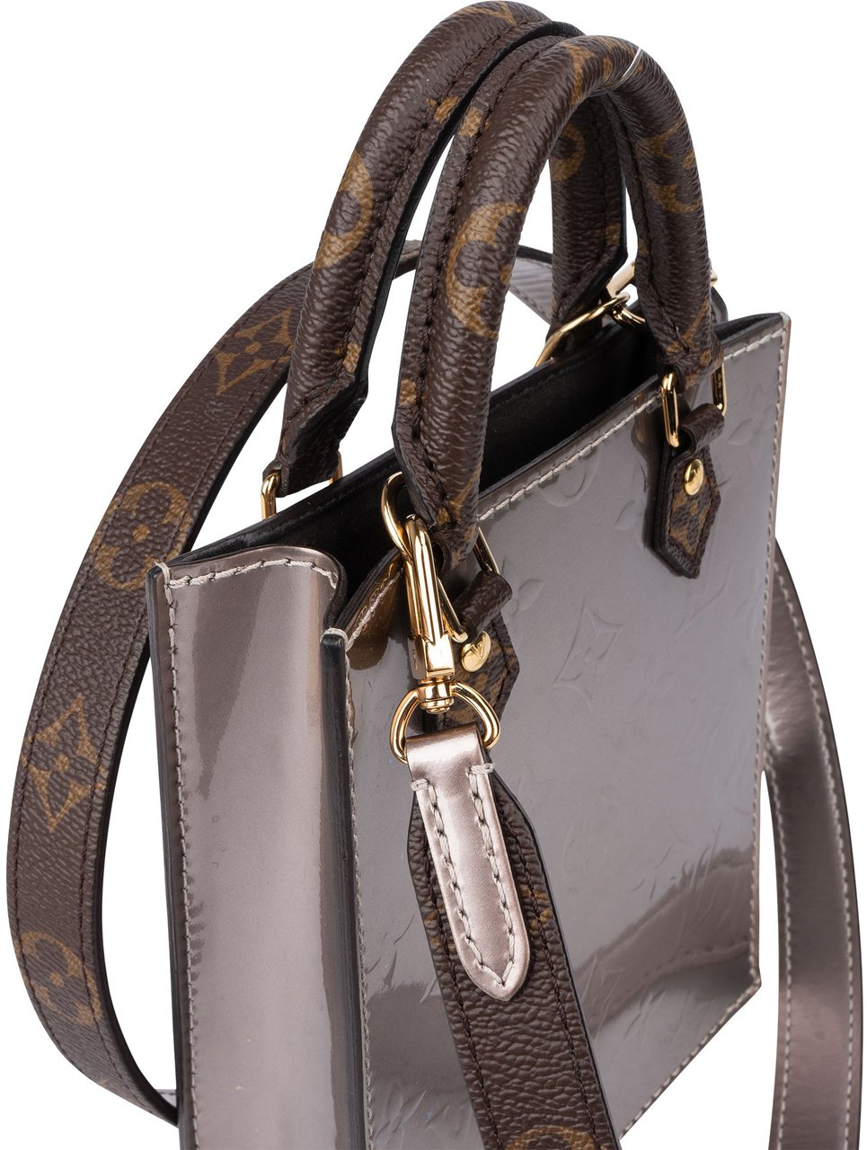 Louis Vuitton Vernis Monogram Petite Sac Plat Handbag Donkergrijs