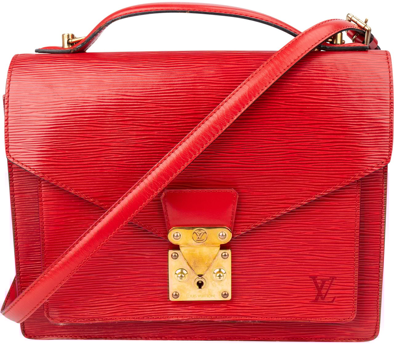 Louis Vuitton Louis Vuitton Rouge Epi Leather Monceau Handbag Rood