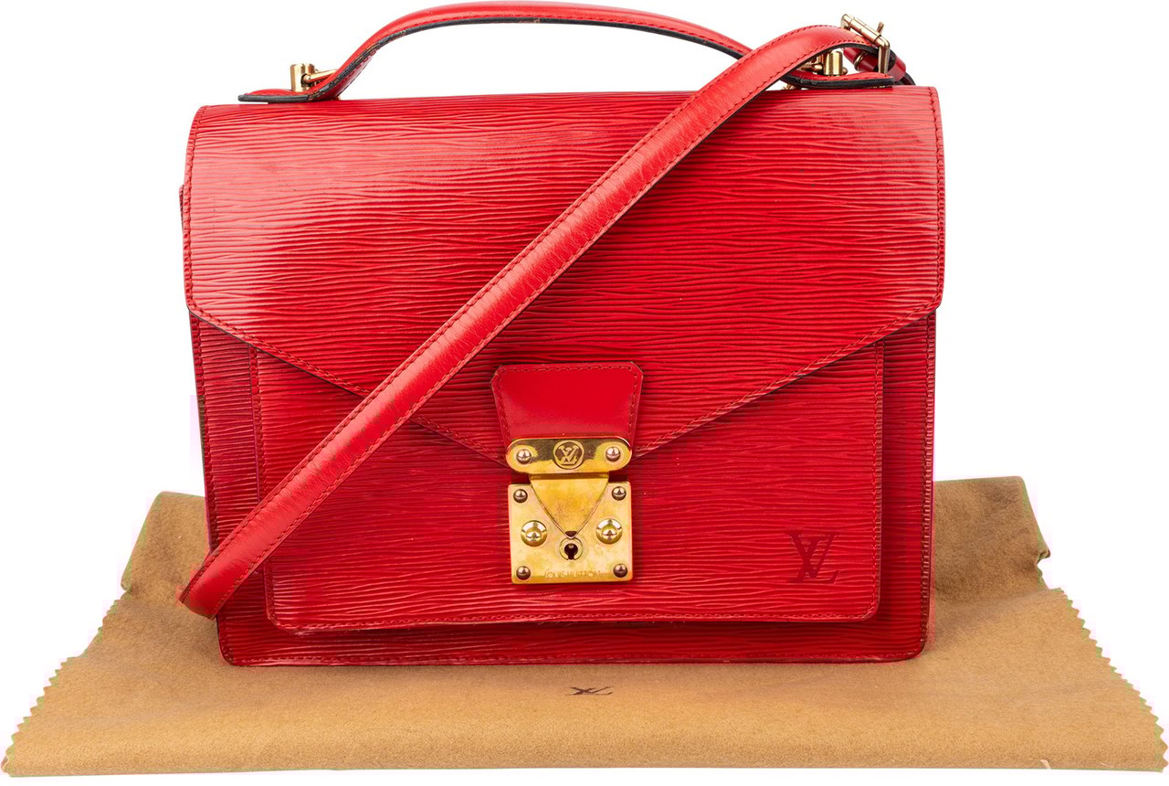 Louis Vuitton Louis Vuitton Rouge Epi Leather Monceau Handbag Rood