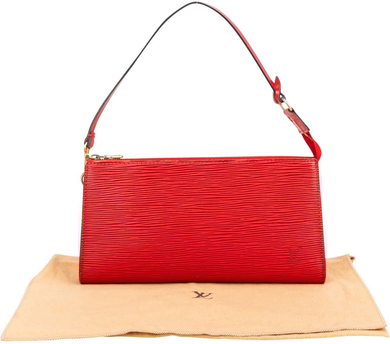 Louis Vuitton Louis Vuitton Rouge Epi Leather Pochette Accessoire Handbag Rood