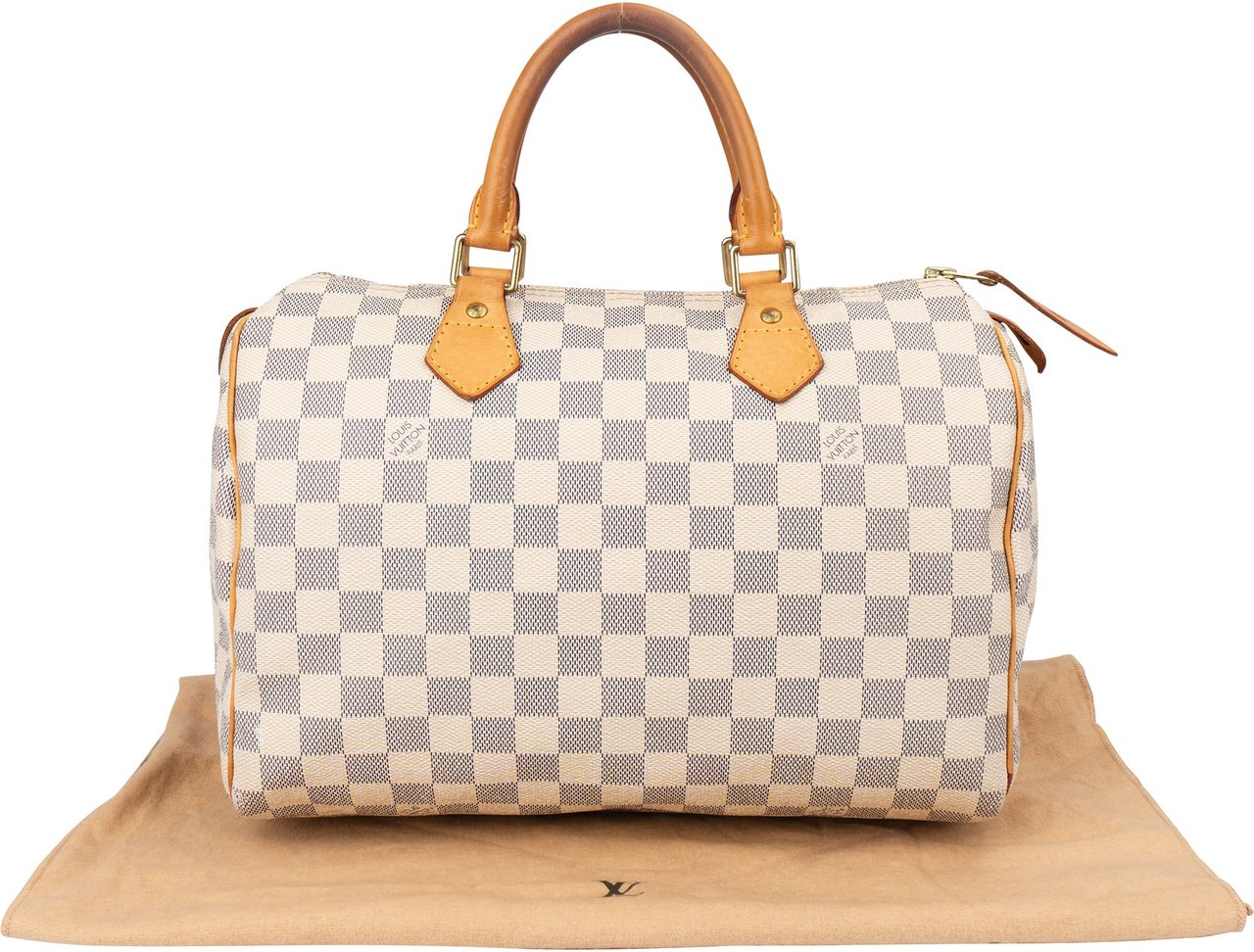 Louis Vuitton Damier Azur Monogram Speedy 30 Handbag Wit