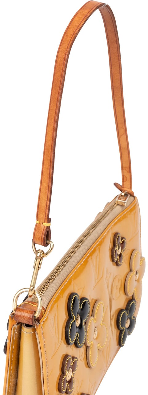 Louis Vuitton Limited Flower Vernis Monogram Lexington Pochette Handbag Geel