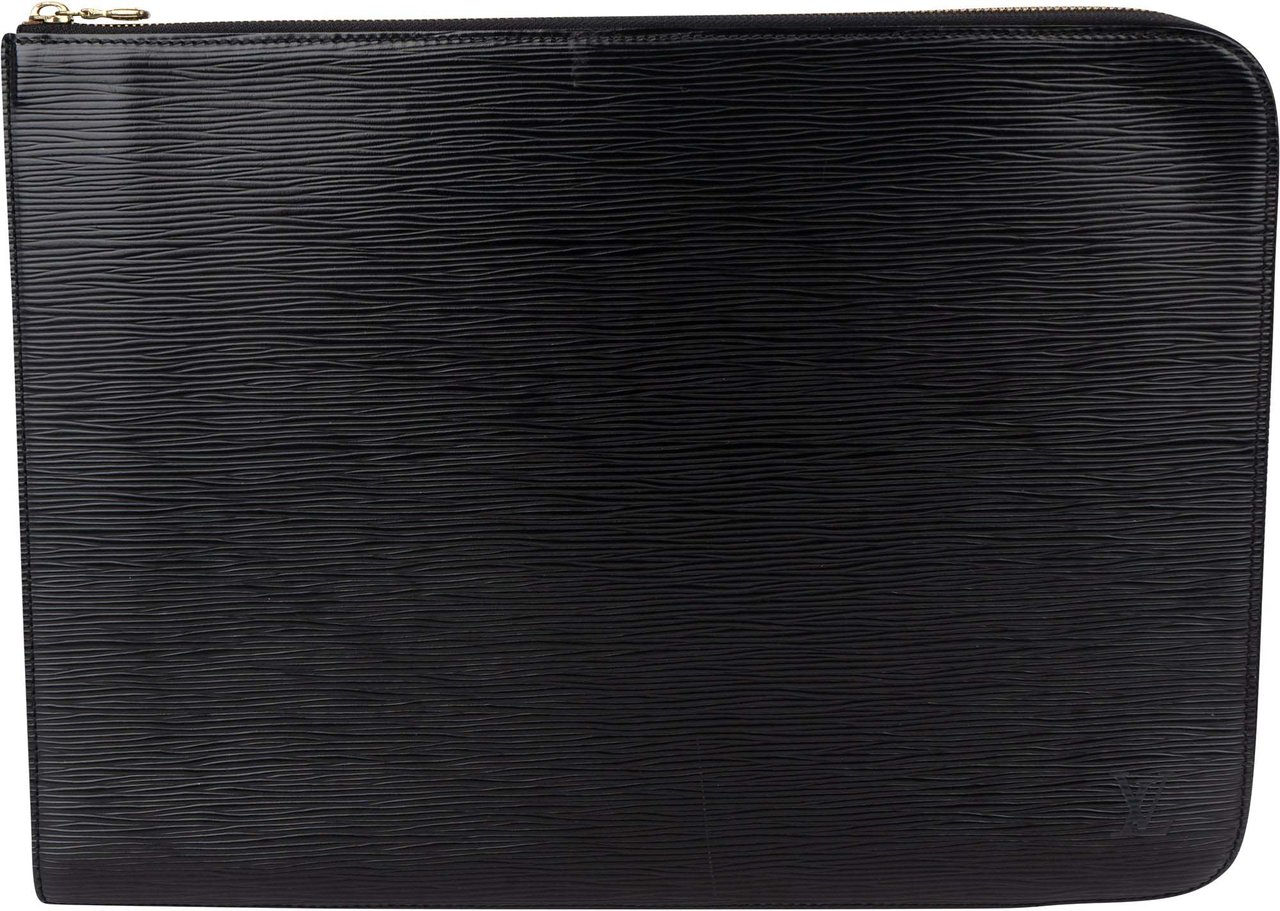 Louis Vuitton Louis Vuitton Noir Epi Leather Laptop Clutch Zwart