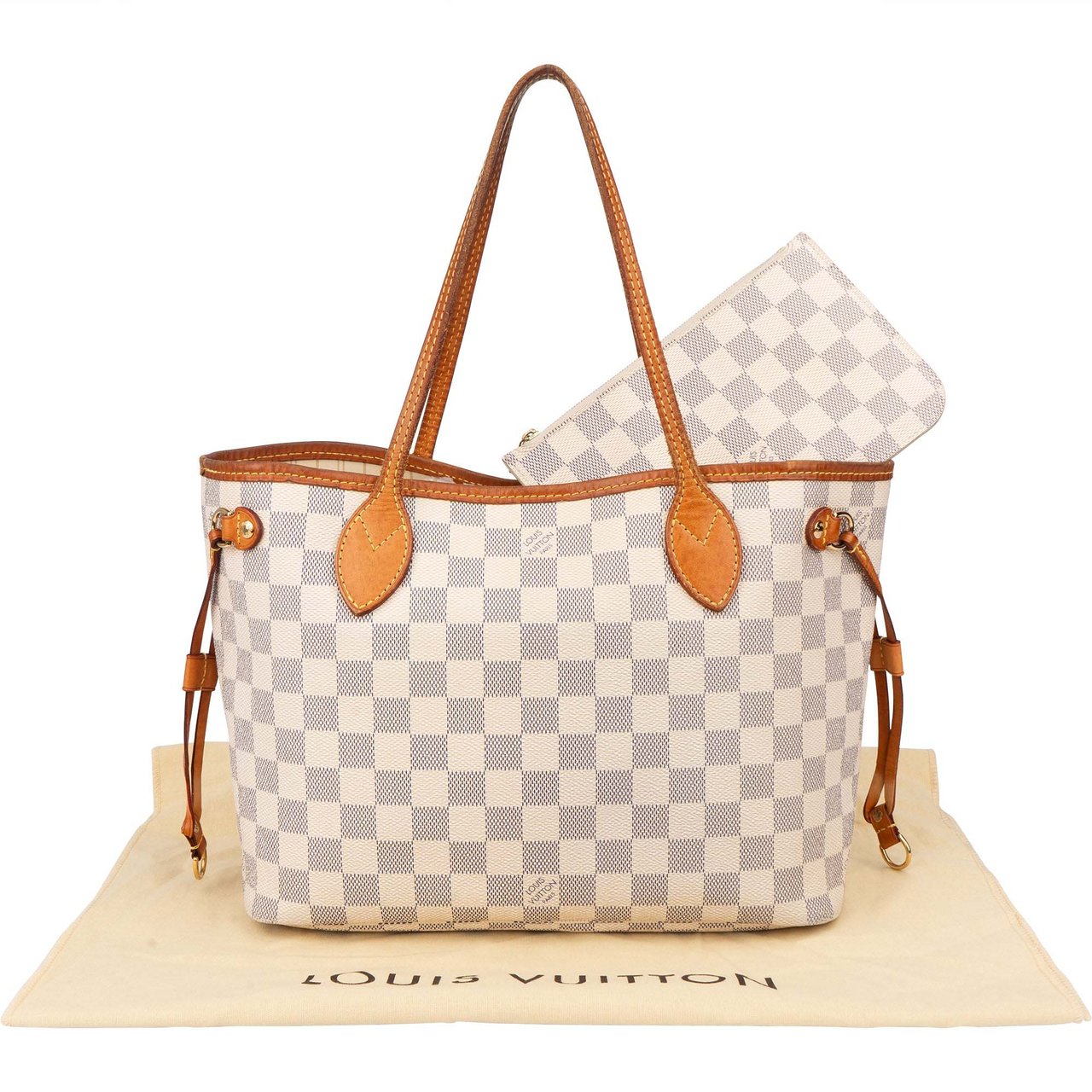 Louis Vuitton Louis Vuitton Damier Azur Monogram Neverfull PM Handbag Wit