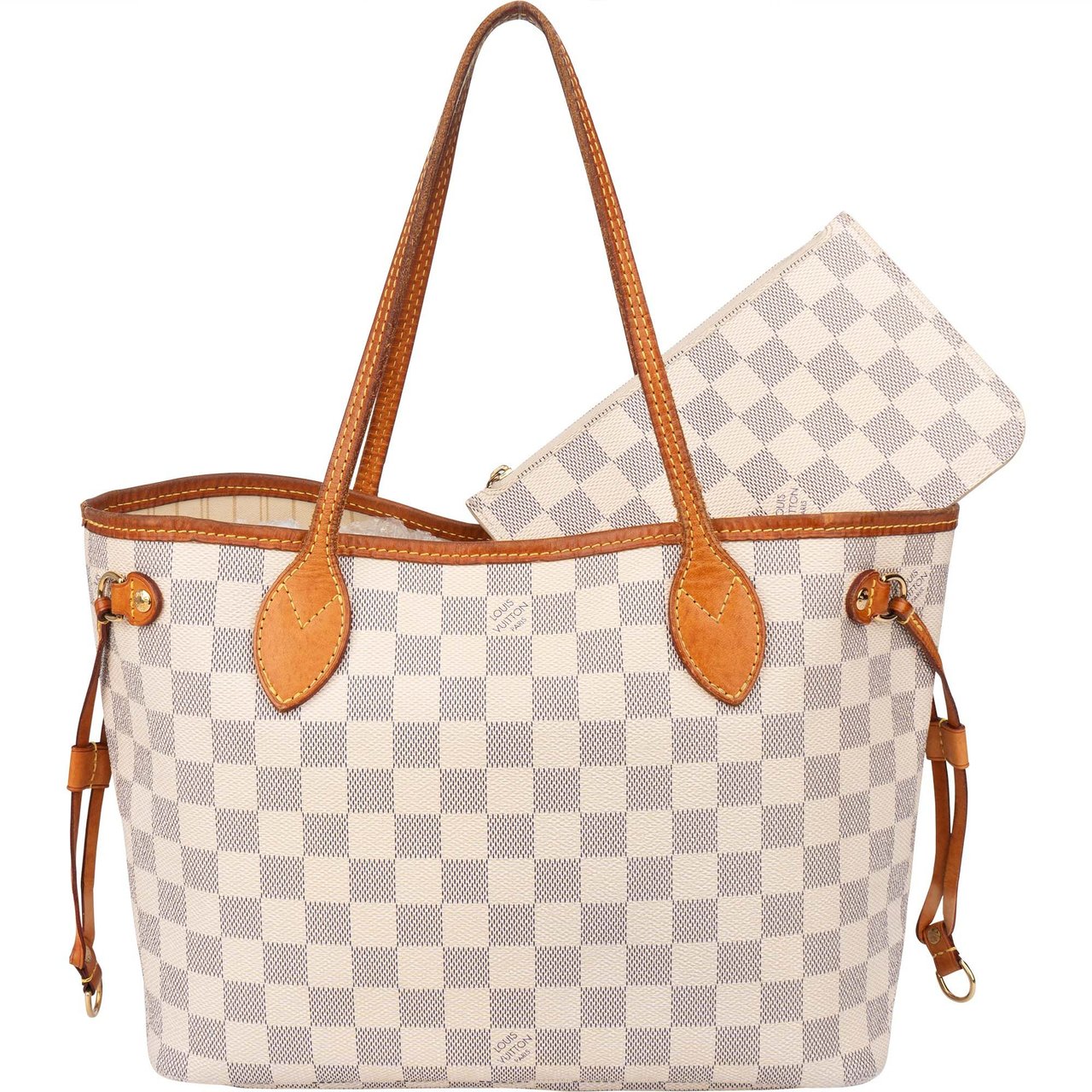 Louis Vuitton Louis Vuitton Damier Azur Monogram Neverfull PM Handbag Wit