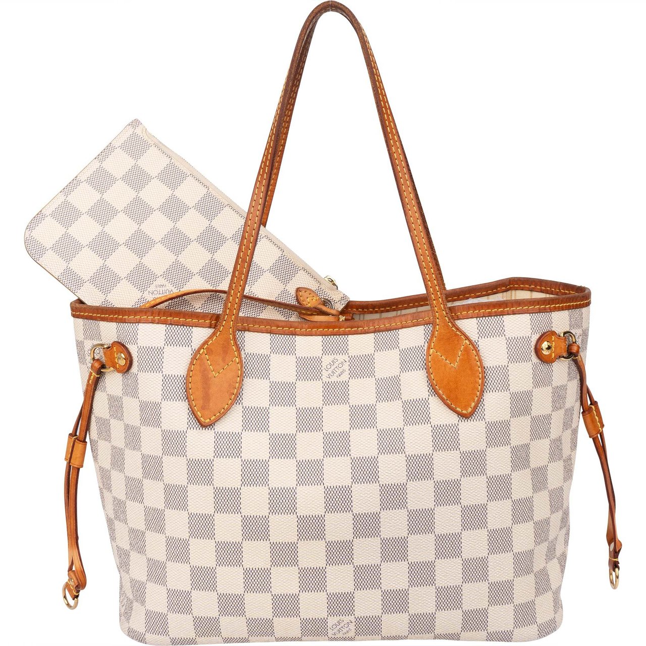 Louis Vuitton Louis Vuitton Damier Azur Monogram Neverfull PM Handbag Wit