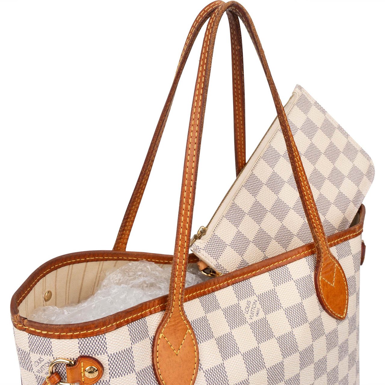 Louis Vuitton Louis Vuitton Damier Azur Monogram Neverfull PM Handbag Wit