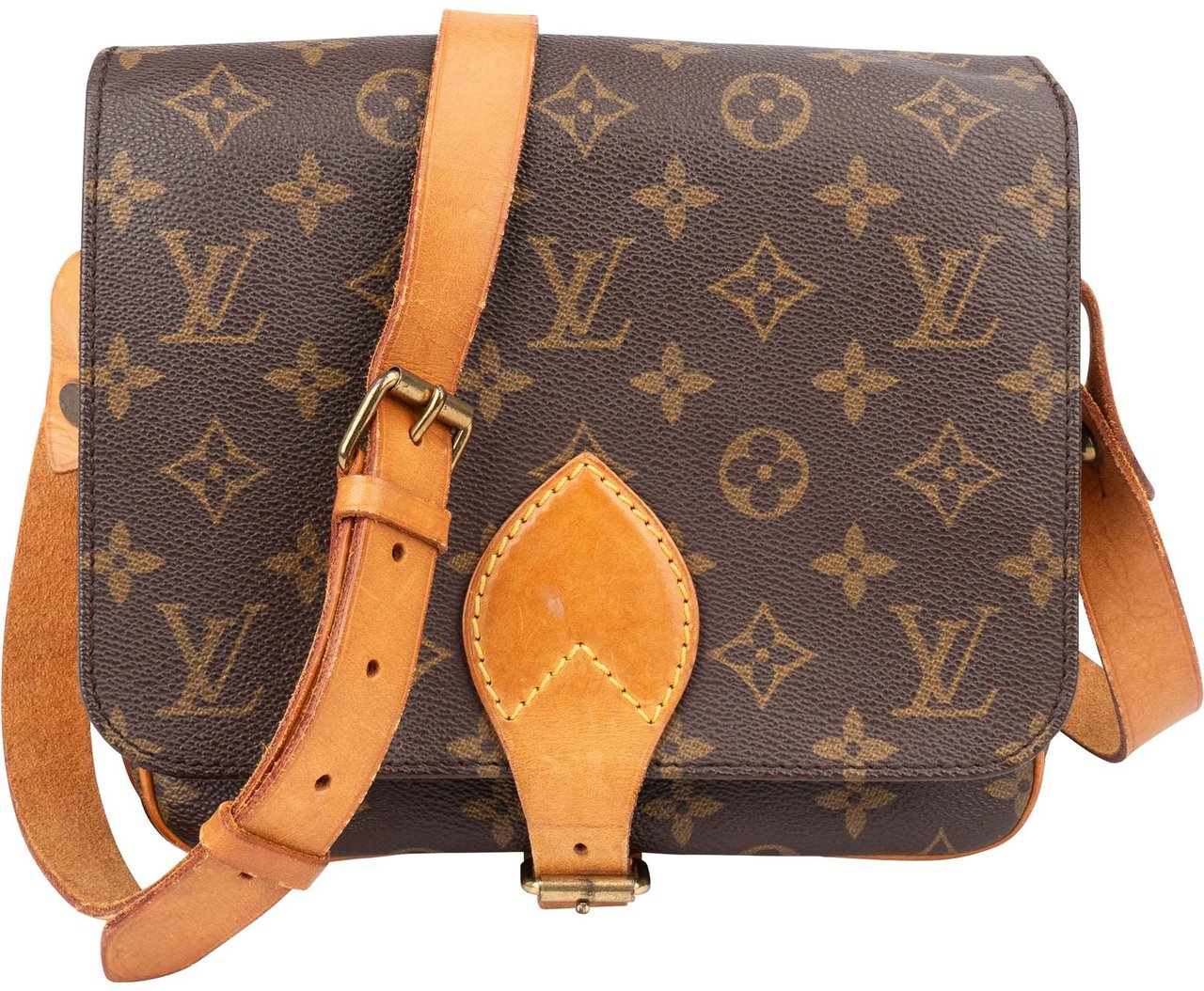 Louis Vuitton Louis Vuitton Canvas Monogram Cartouchiere MM Crossbody Bag Bruin