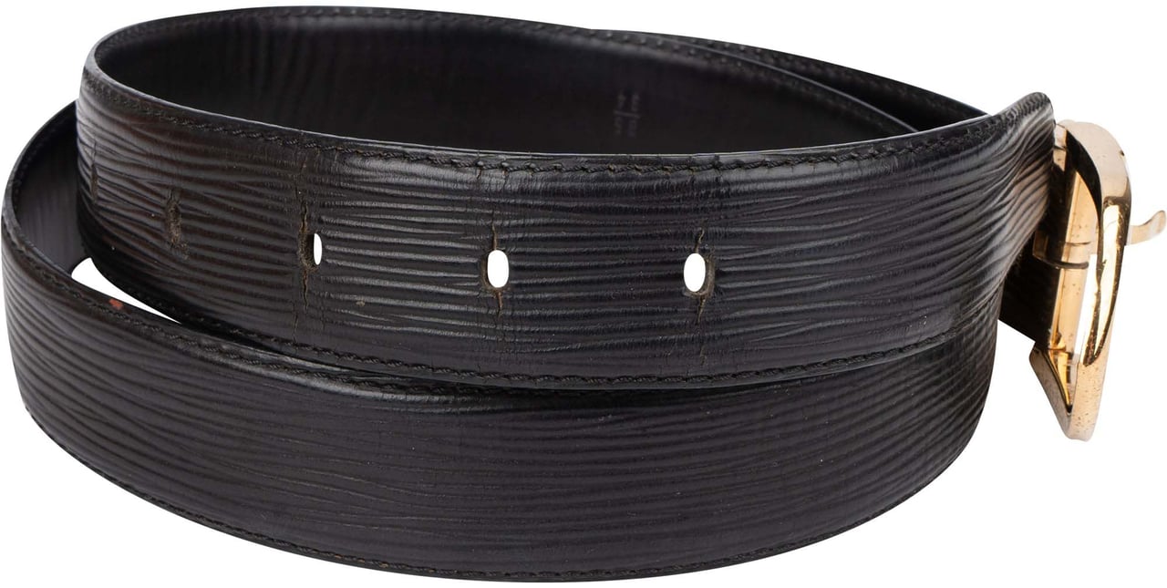 Louis Vuitton Louis Vuitton Noir Epi Leather Ceinture Belt (85/34) Zwart