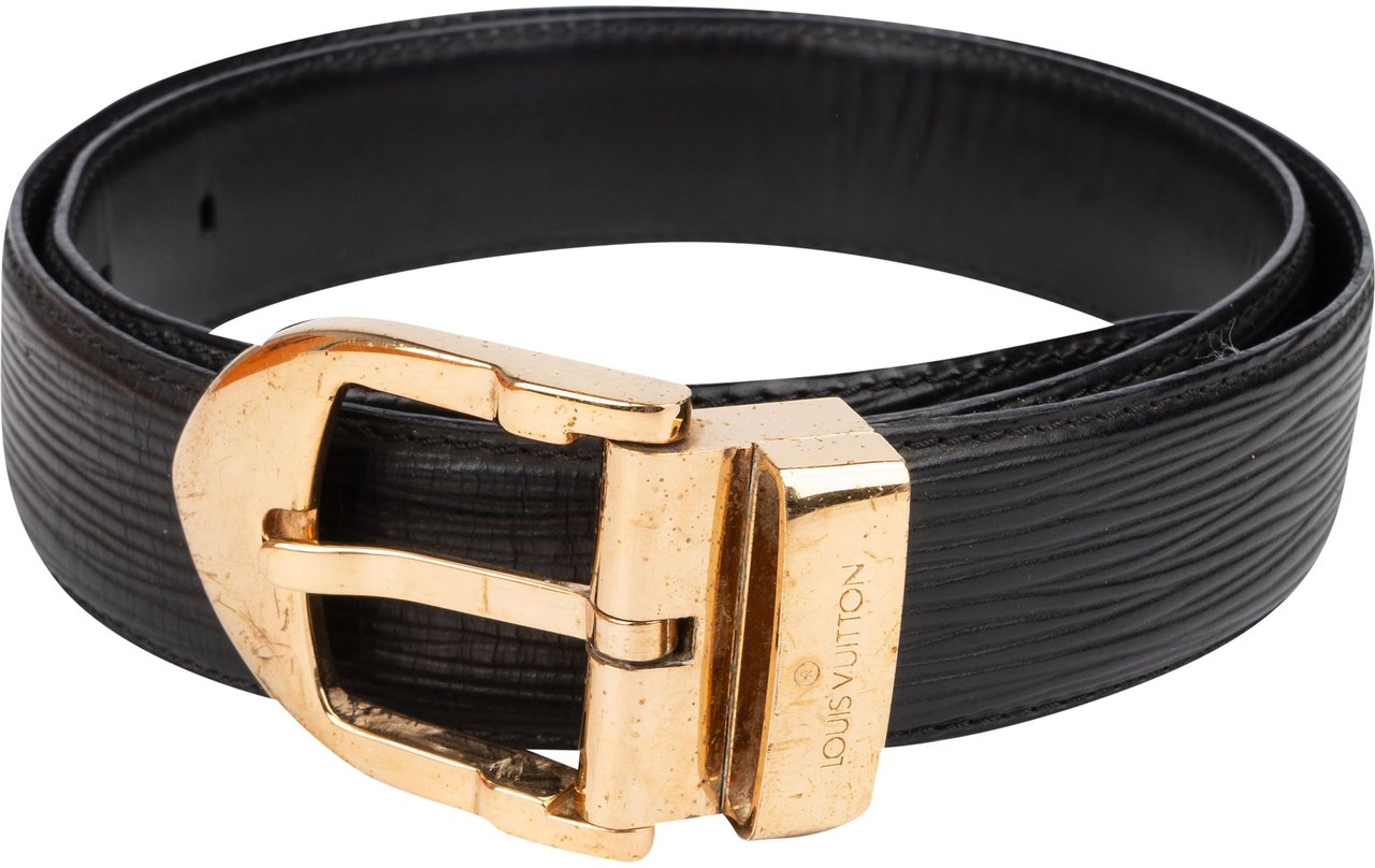 Louis Vuitton Louis Vuitton Noir Epi Leather Ceinture Belt (85/34) Zwart