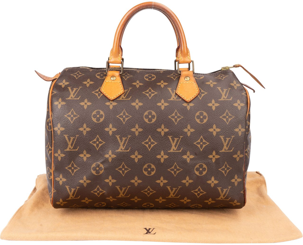 Louis Vuitton Louis Vuitton Canvas Monogram Speedy 30 Handbag Bruin