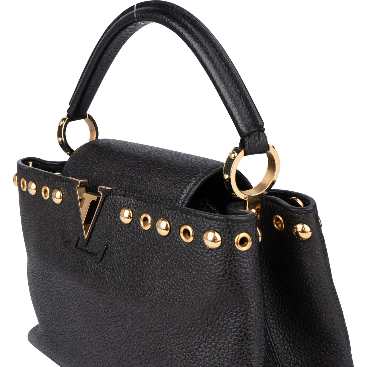 Louis Vuitton Noir Taurillon Pins Capucines PM Handbag Zwart