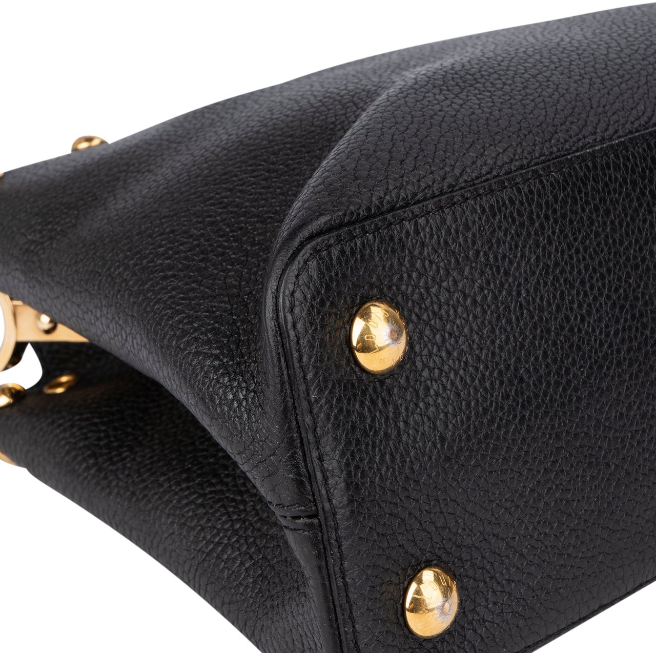 Louis Vuitton Noir Taurillon Pins Capucines PM Handbag Zwart