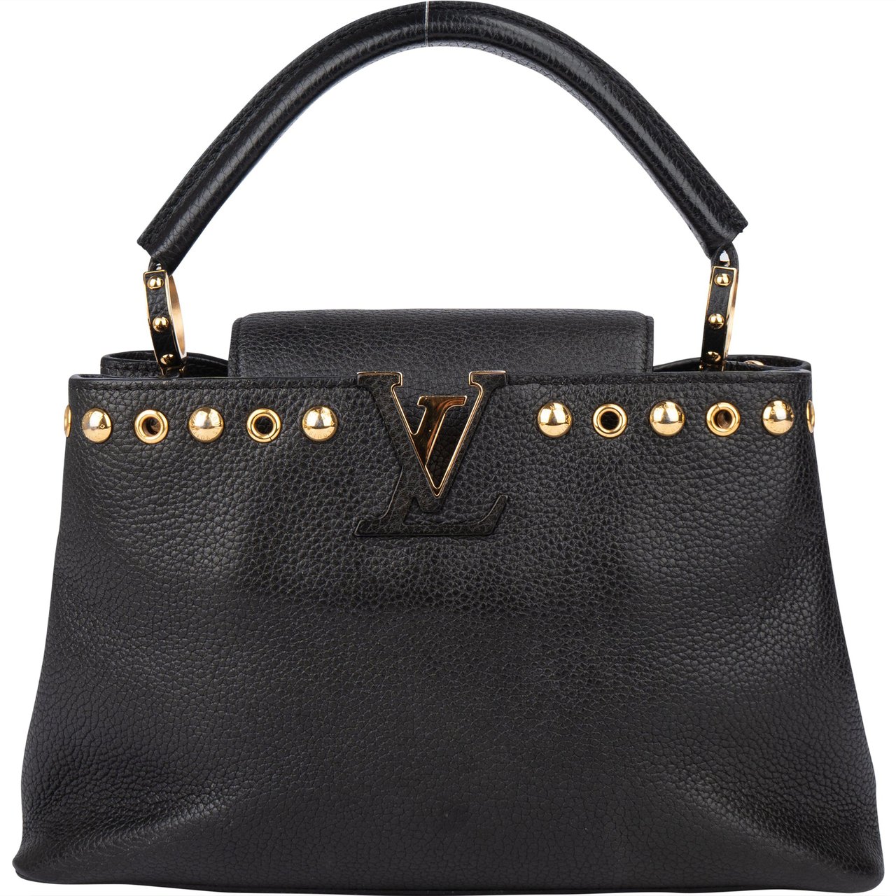 Louis Vuitton Noir Taurillon Pins Capucines PM Handbag Zwart