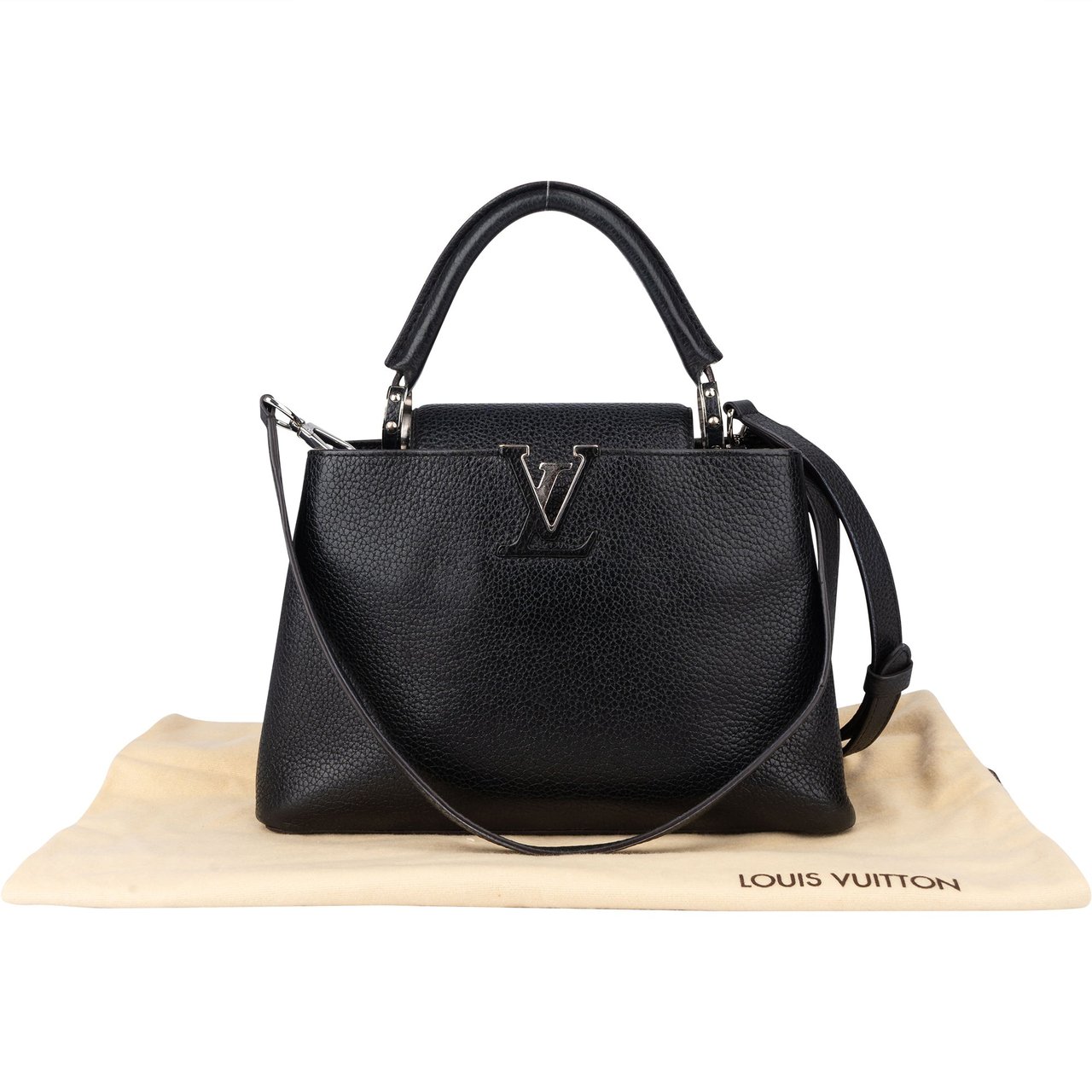 Louis Vuitton Louis Vuitton Noir Taurillon Capucines BB Handbag Zwart